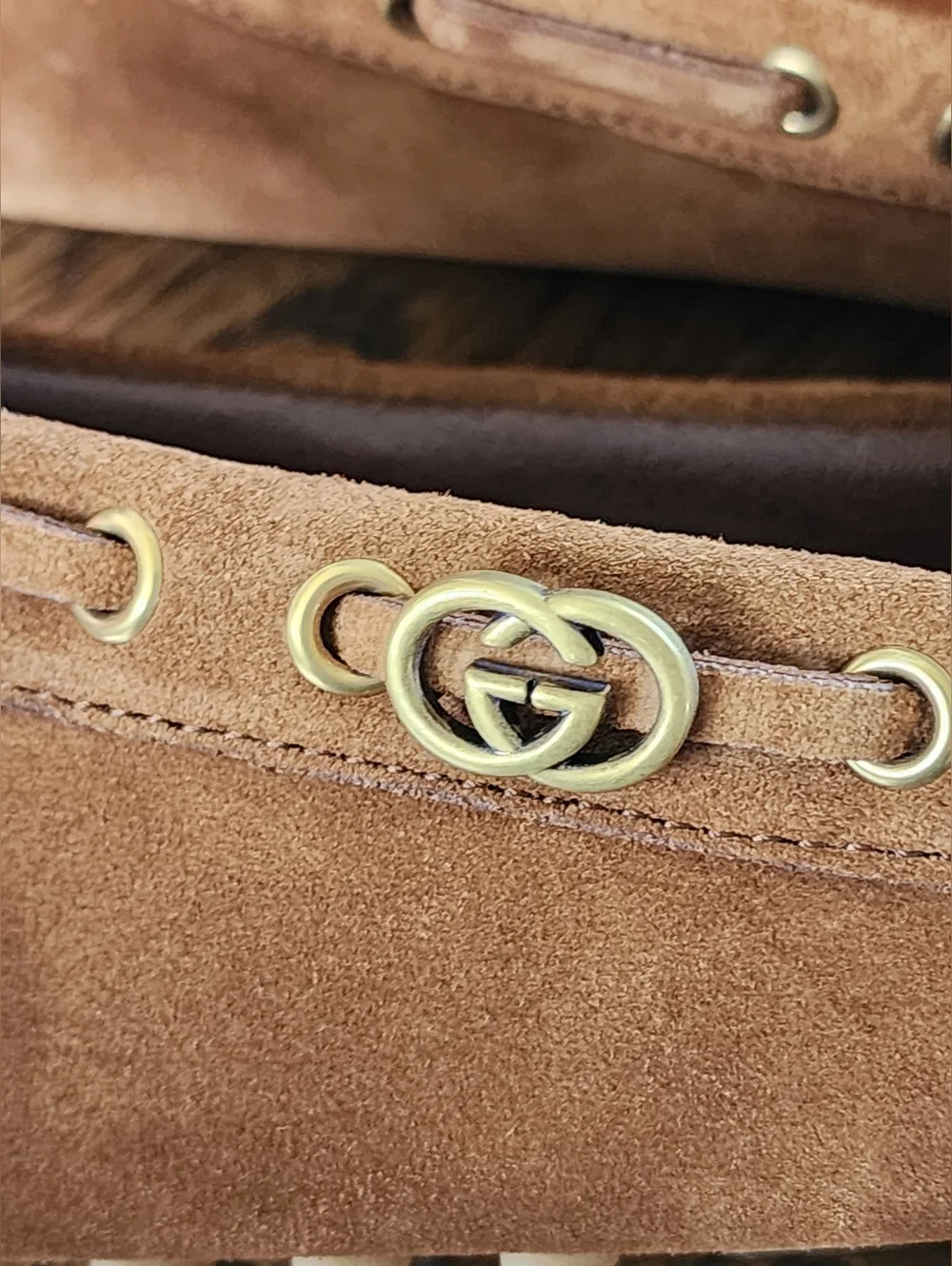 $950 Brand New Gucci GG Men's Brown Suede Driver Loafers G7.5 US 8